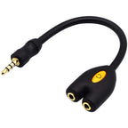 3.5mm TRRS Headphone Splitter Cable 4 Pole 1/8 Inch Male to 2 Female Aux Cord Dual Headset Mic Audio Y Adapter for Gaming Phone PC Laptop Controller