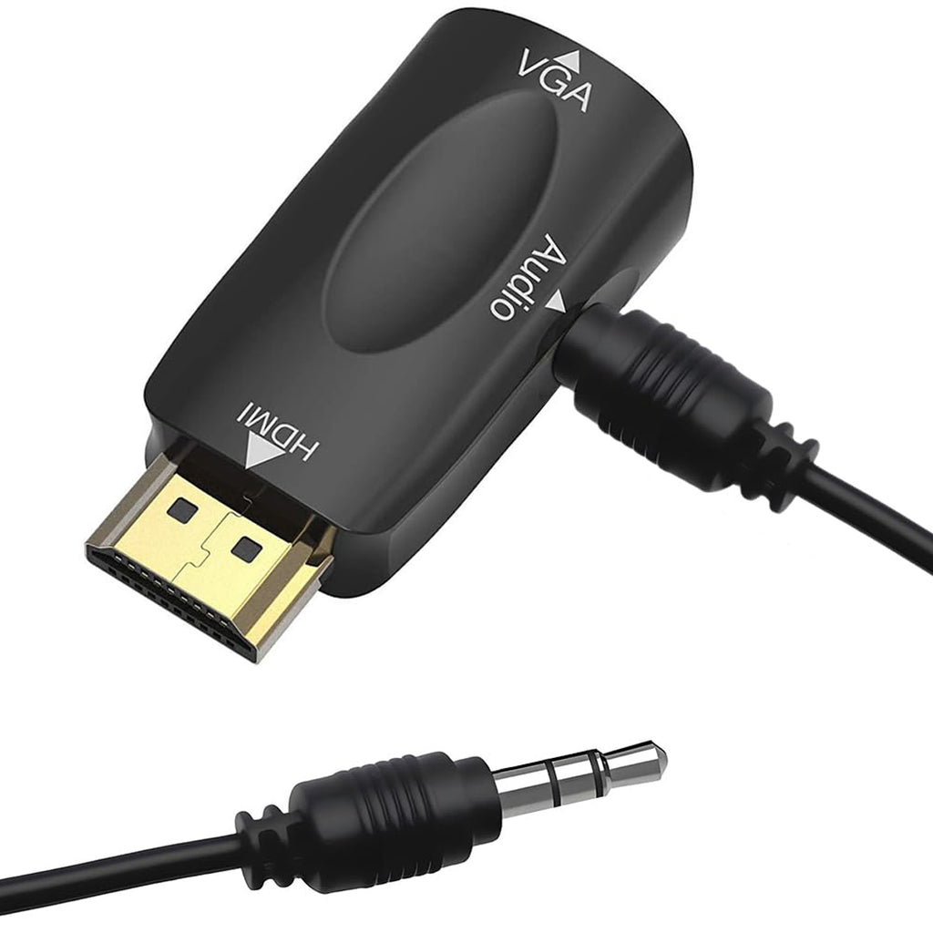 1080P HDMI to VGA Adapter Converter with 3.5mm Audio Output Cable HDMI Male to VGA Female Gold Plated for Laptop PC TV Box Xbox PS3 Monitor Projector