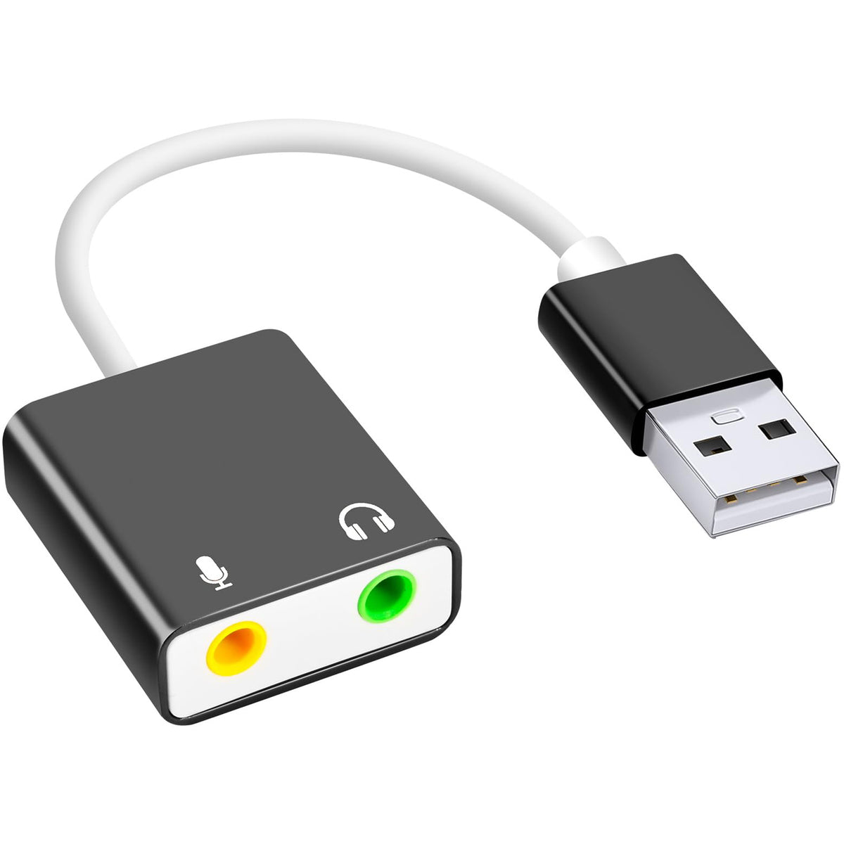 USB to 3.5mm Audio Adapter External Sound Card Aluminum Stereo Headphone Jack Microphone Splitter Converter for PC Laptop Desktop PS4 PS5 Mac Windows