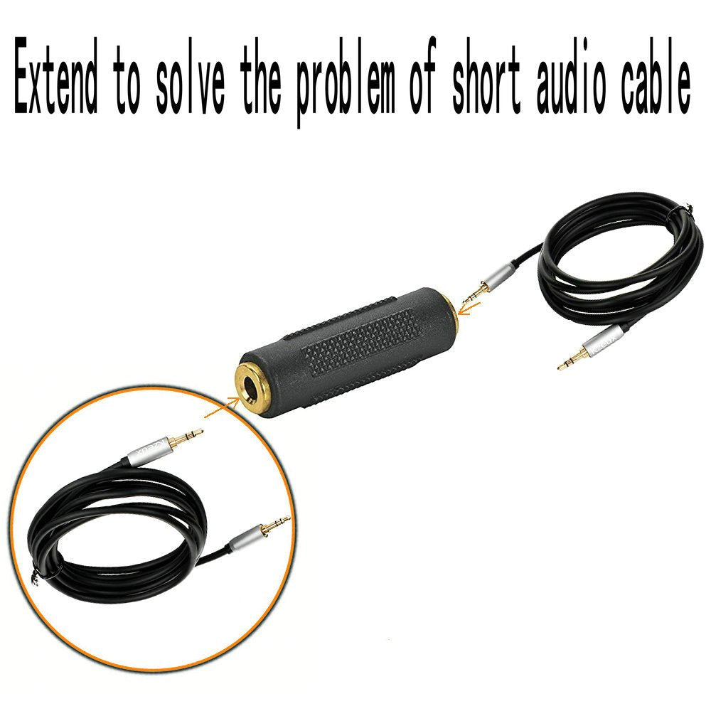3.5mm Female to Female Audio Adapter 1/8 Inch TRS Stereo AUX Coupler Gold Plated Headphone Cable Extender Joiner for Car Speaker PC Laptop Headset