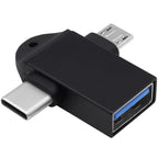 2 in 1 USB OTG Adapter Type C and Micro USB Male to USB 3.0 Female Converter for Android Phone Tablet Laptop Flash Drive Mouse Keyboard Controller