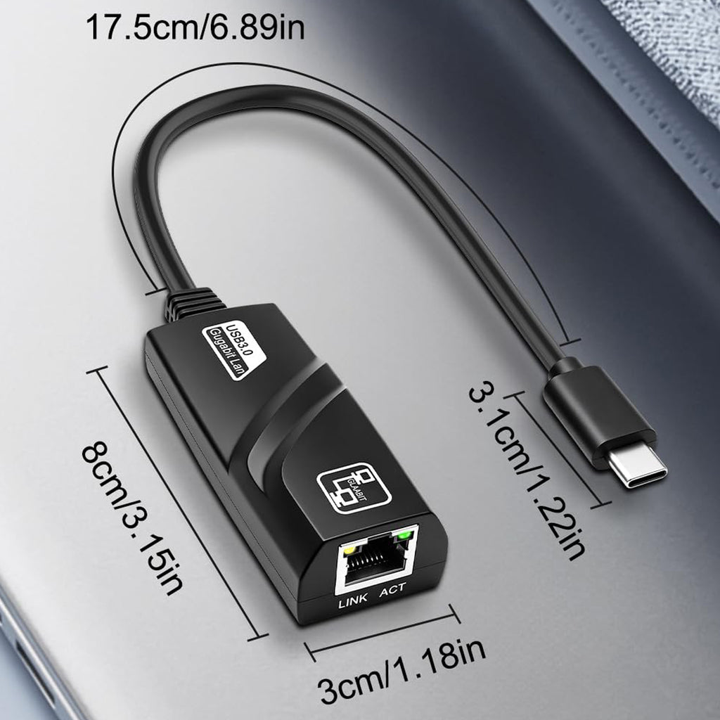 USB C to Ethernet Adapter Type C to RJ45 Gigabit LAN Network Converter 1000Mbps Wired Internet Dongle for MacBook Steam Deck Switch Laptop PC Chromebook