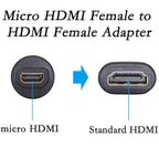 Micro HDMI Type D Female to HDMI Compatible Type A Female Adapter Coupler 1080P 3D Extender for Camera Camcorder Laptop TV Monitor Projector