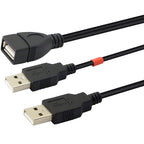 USB 2.0 A Female to Dual USB A Male Y Splitter Power Extra Charging Cord Data Sync Hub Cable for PC Computer Laptop External Hard Drive Keyboard