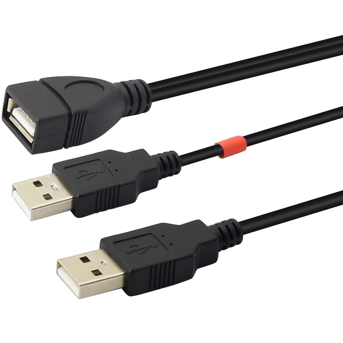 USB 2.0 A Female to Dual USB A Male Y Splitter Power Extra Charging Cord Data Sync Hub Cable for PC Computer Laptop External Hard Drive Keyboard