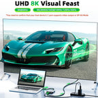 USB C to DisplayPort Adapter 8K 60Hz 4K 144Hz 3 in 1 Type C to DP Hub 100W PD Charging USB 2.0 Video Converter for MacBook Pro iPad Pro Laptop Monitor
