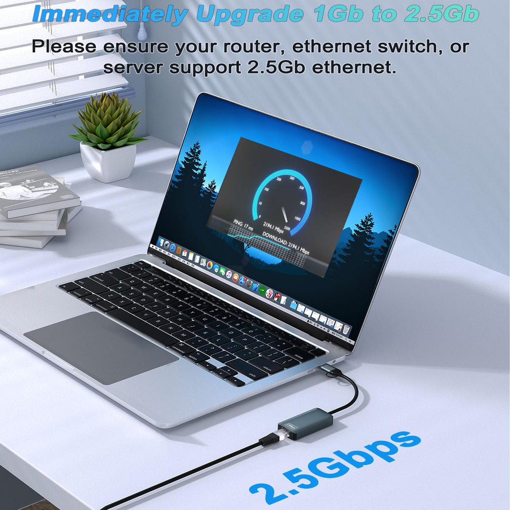 2.5Gbps USB C and USB A to Ethernet Adapter 2.5G RJ45 LAN Network Converter RTL8156BG for MacBook Pro Air Dell XPS Surface iPhone 15 16 iPad Pro PC