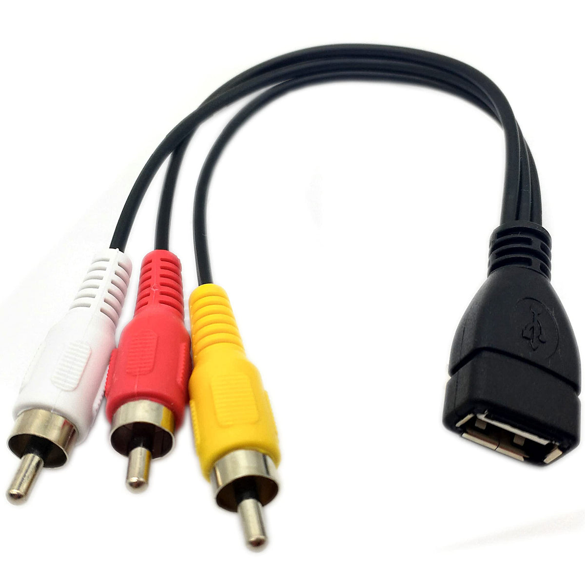 USB Female to 3 RCA Male AV Adapter Cable USB 2.0 A to 3RCA Male Composite Audio Video Cord for Camcorder TV Monitor
