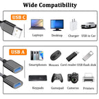 USB to Dual USB Splitter Cable USB A Male to 2 USB Female Y Cord 2 Port Hub Adapter Data Sync Dual Charging Extender for Laptop PC Car Flash Drive
