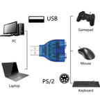 USB to Dual PS2 Adapter USB A Male to 2 PS/2 Female Active Converter Direct Plug Splitter for Keyboard Mouse Laptop PC