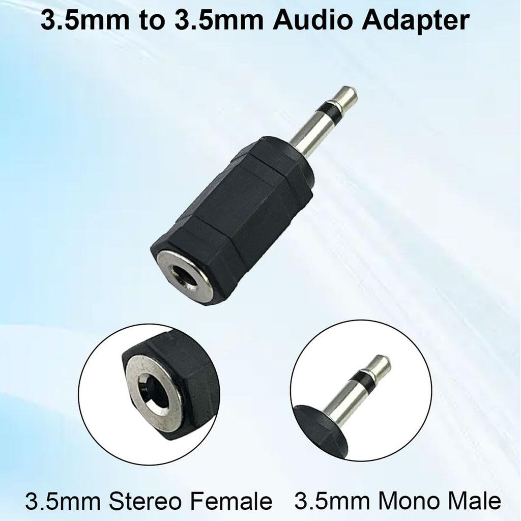 3.5mm Mono Male to Stereo Female Adapter 2 Pole TS to 3 Pole TRS 1 8 Inch Audio Converter for Headphones Scanner Ham Radio Radio Speaker