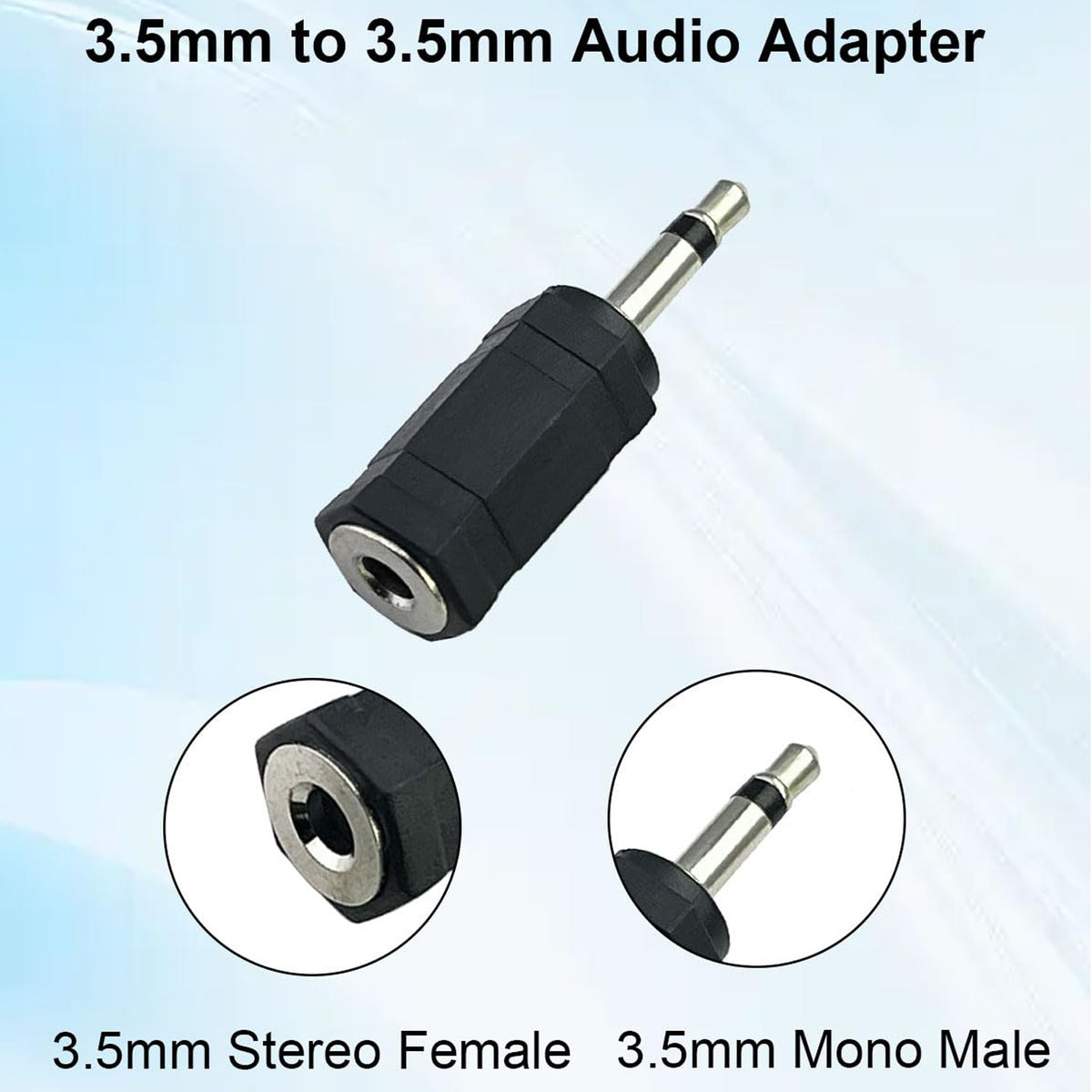 3.5mm Mono Male to Stereo Female Adapter 2 Pole TS to 3 Pole TRS 1 8 Inch Audio Converter for Headphones Scanner Ham Radio Radio Speaker