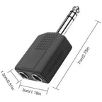 6.35mm to Dual 6.35mm Splitter 1/4 Inch TRS Male to Dual Female Stereo Audio Adapter 6.5mm Headphone Y Jack for Mixer Amplifier Speaker Guitar Piano