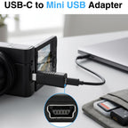 USB C to Mini USB Adapter Type C Male to Mini B 5 Pin Female Converter 480Mbps Data Charging for Dash Cam GPS Digital Camera MP3 Player MacBook PC