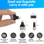 8K Micro HDMI to HDMI Adapter 4K 120Hz HDMI 2.1 Type D Male to Female Bidirectional Converter for GoPro Hero Sony A6000 Raspberry Pi 4 Camera Monitor