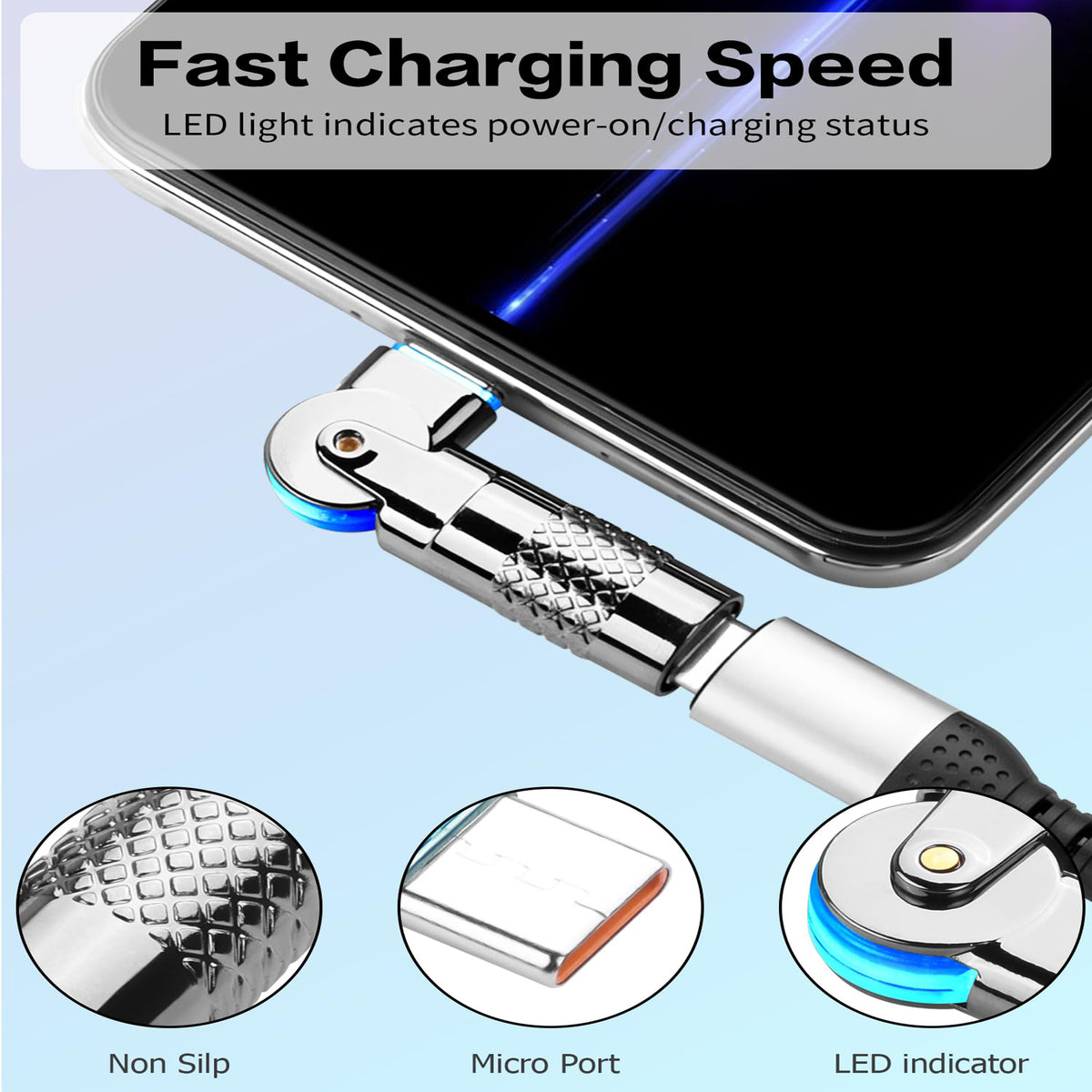 USB C Male to Female 180 Degree Rotating U Shape Adapter 60W PD 20V 3A USB 2.0 480Mbps Zinc Alloy LED Connector for Laptop Phone Tablet