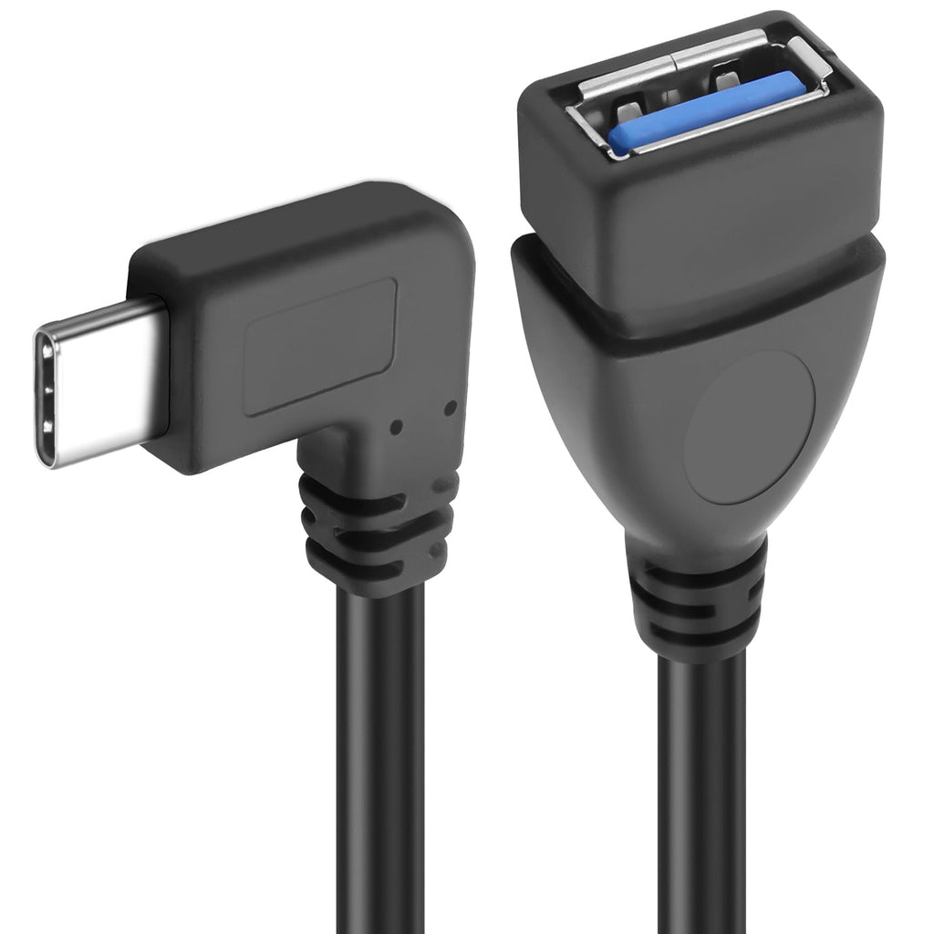 90 Degree USB C to USB 3.0 Adapter Cable Right Angle Type C Male to USB A Female OTG Cord 5Gbps 3A Fast Charging for Phone Tablet MacBook PC Laptop