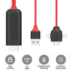 3 in 1 Phone to HDMI Cable 1080P Type C Lightning Micro USB to HDMI Screen Mirroring Cord with USB Power for iPhone 11 X 8 Samsung S9 S8 TV Projector