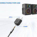 3.5mm Female to 2 RCA Male Audio Adapter 1/8 Inch TRS Stereo to Dual RCA Phono Plug Splitter Converter Connector for Amplifier Speaker Receiver TV PC