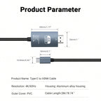 USB C to HDMI Cable 6.6ft 2M 4K 60Hz Type C to HDMI 2.0 Cord for MacBook Pro Air iPhone 17 16 15 iPad Galaxy S24 Dell XPS Surface Monitor TV Projector