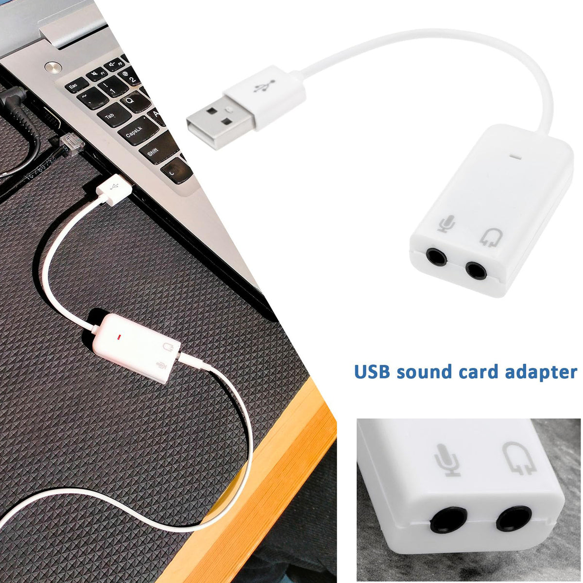 USB External Sound Card Audio Adapter 7.1 Channel 3.5mm AUX Headphone Jack Microphone Converter for PC Laptop Desktop Windows Mac Linux Raspberry Pi