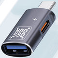USB C OTG Adapter with USB A Female Data Port and USB C 5V 3A Charging Port for Tablet Phone USB 3.0 Splitter Black Silver