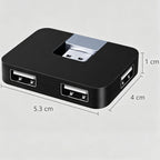 4 Port USB 2.0 Hub 270 Degree Rotating Portable USB Data Splitter Expander Adapter for Laptop PC Desktop Keyboard Mouse Flash Drive Windows Mac Linux
