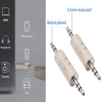 3.5mm Male to Male Audio Adapter 1/8 Inch TRS Stereo AUX Coupler All Metal Silver Gender Changer Plug for Bluetooth Receiver Car AUX Speaker PC Laptop