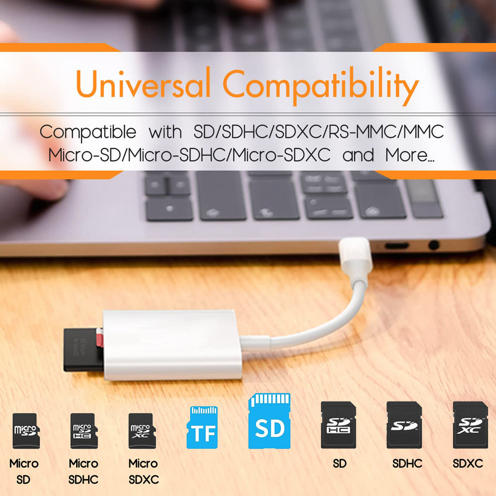 USB C to SD Card Reader Micro SD TF Dual Slot Memory Card Adapter Dongle for Camera Android Phone Tablet PC Laptop
