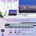 USB C Hub 8 in 1 Docking Station with 4K HDMI RJ45 Ethernet USB 3.0 USB 2.0 SD TF Card Reader PD Charging for MacBook Pro Air