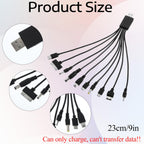 10 in 1 USB Multi Charging Cable Universal Charger Cord with 2 Micro USB USB C Mini USB DC Ports for Cell Phone Bluetooth Speaker MP3 MP4 Tablet