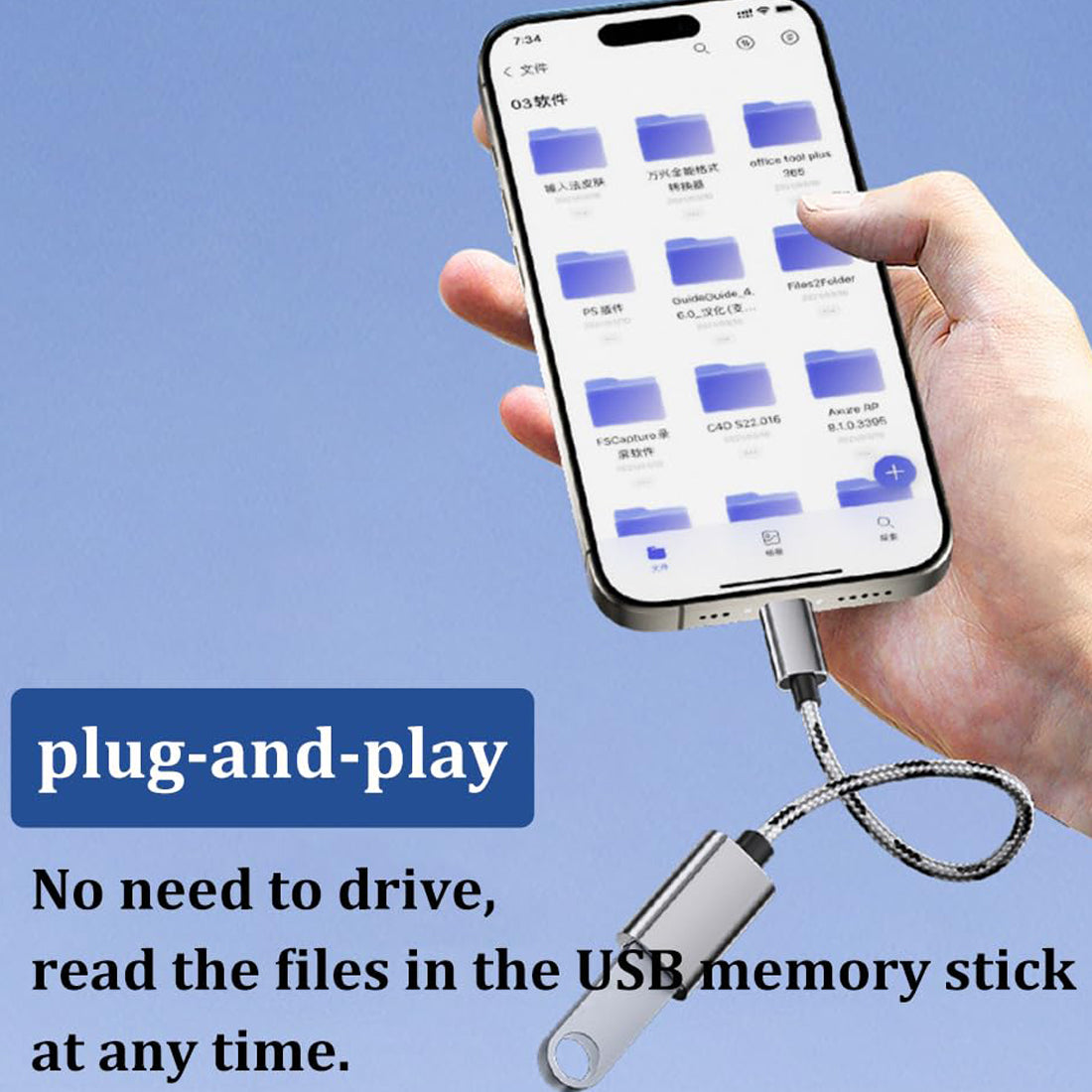 USB C to USB Adapter Aluminum Braided Type C Male to USB Female OTG Cable for iPhone 16 15 MacBook Samsung Galaxy Android Connect USB Drive Mouse Keyboard