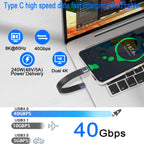 USB4 USB C Cable 240W 40Gbps 8K 60Hz 13cm Short Flat Type C Male to Male E Mark for Thunderbolt 3 4 MacBook Steam Deck Nintendo Switch