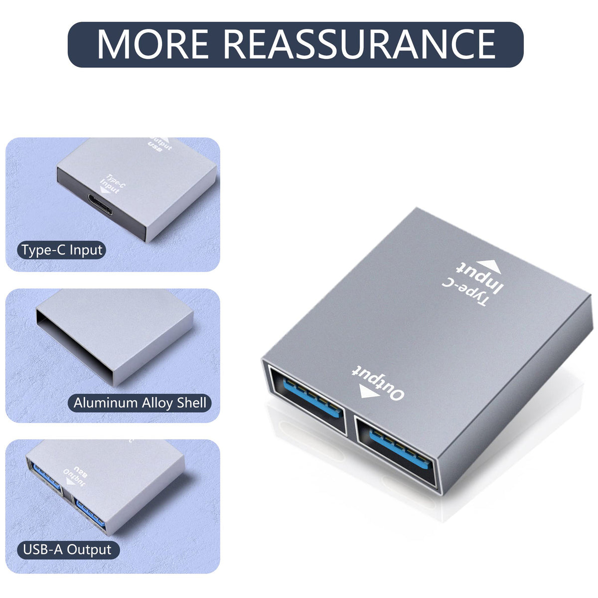 USB C to Dual USB A Female Splitter Adapter One Data and Charging Port One Charging Only Port for Laptop PC Power Bank