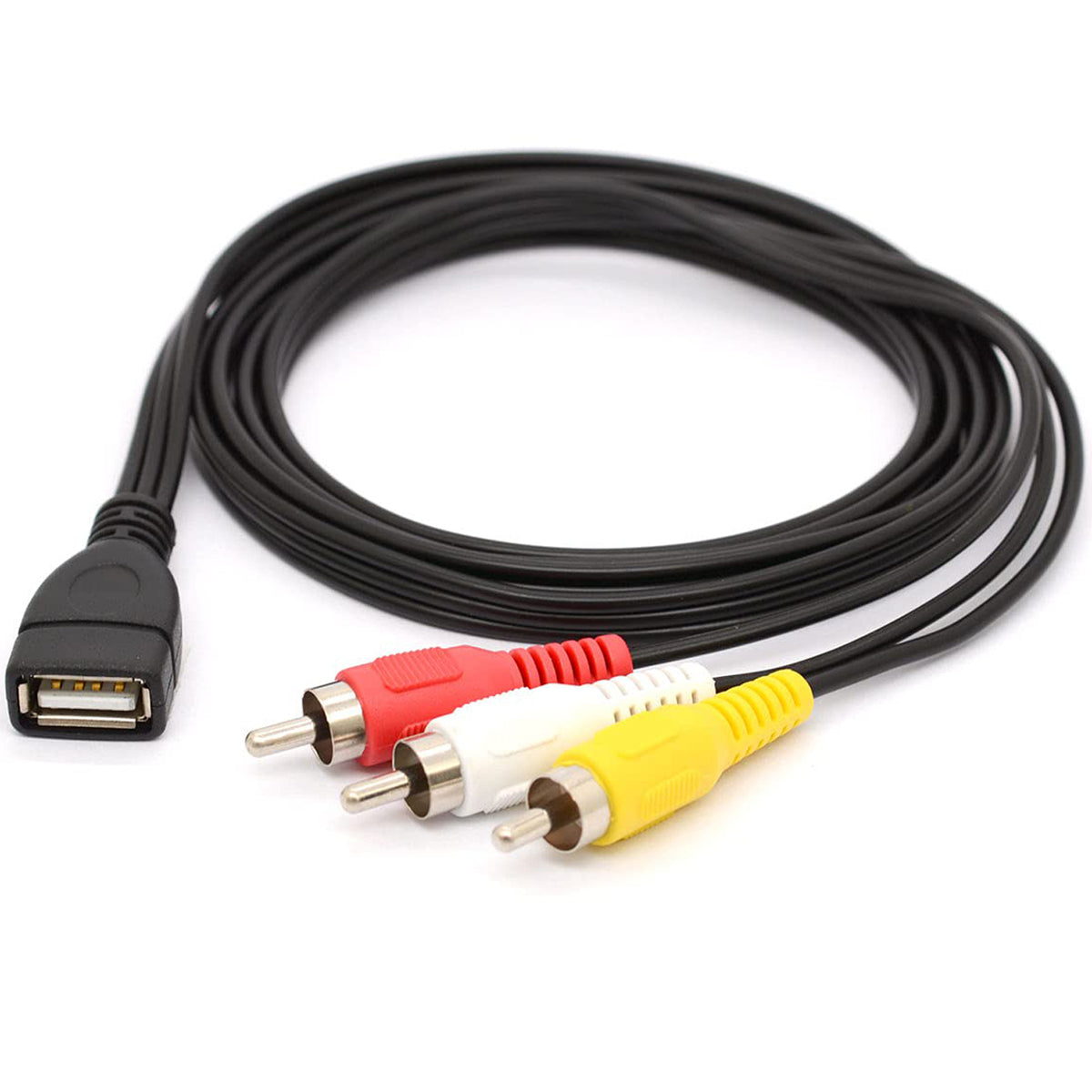 USB to 3 RCA Cable USB 2.0 Female to 3RCA Male Composite Audio Video AV Adapter Cord for Camcorder TV DVD PC Monitor