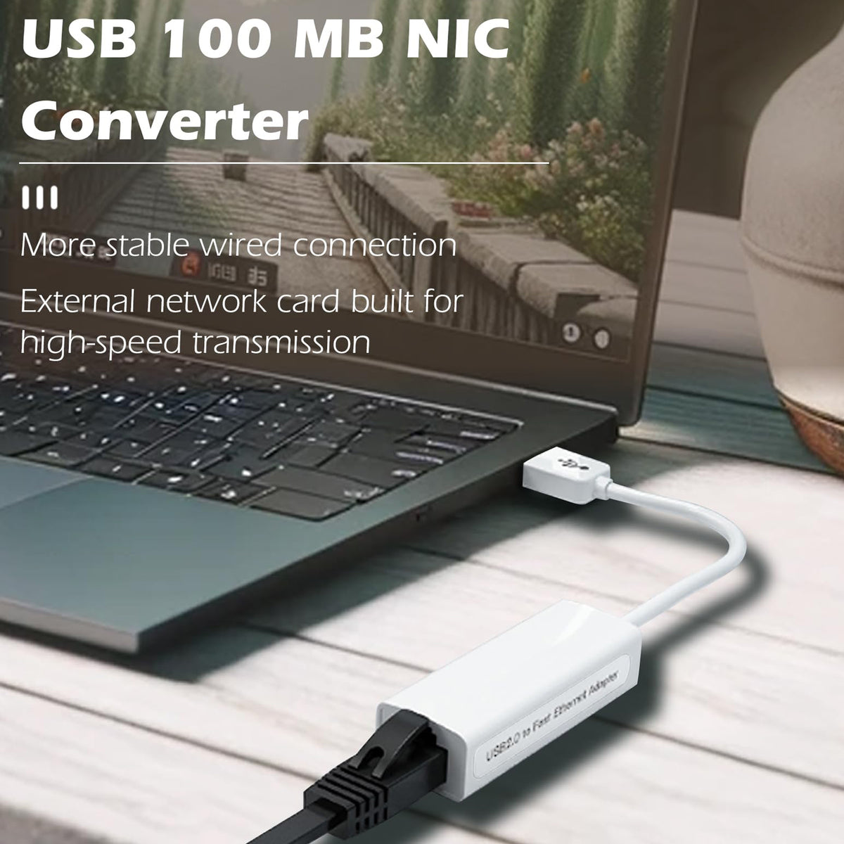 USB to Ethernet Adapter 100Mbps USB A to RJ45 Fast Ethernet LAN Network Converter Cable for PC Laptop Desktop TV Box Windows 11 10 8 7 macOS Linux