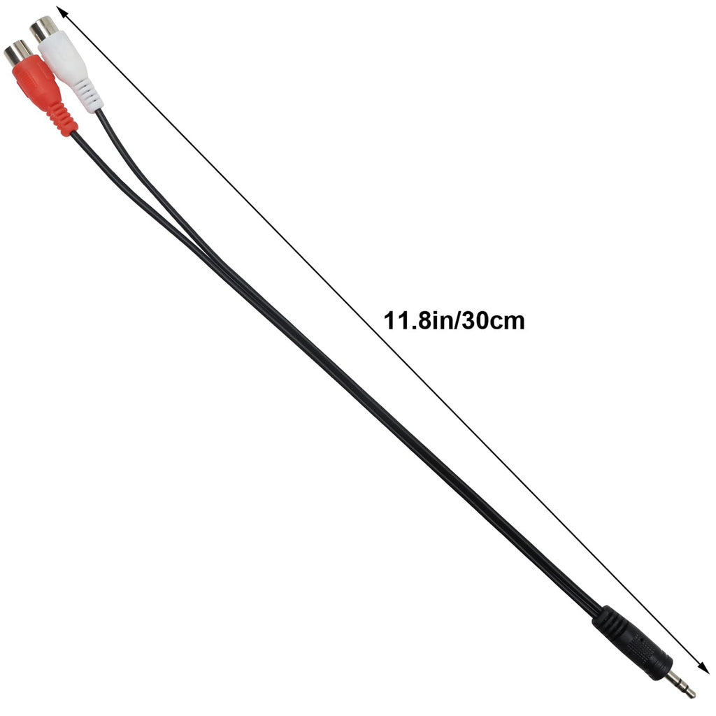 3.5mm to Dual RCA Cable 30CM 1/8 Inch TRS Male to 2 RCA Female Stereo Audio Y Splitter for Amplifier Home Theater Speaker Subwoofer TV PC Laptop