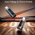 USB C Adapter LED Display 140W PD QC4 Fast Charging USB4 40Gbps 8K Video Transparent USB C Male to Female Power Meter for MacBook iPhone iPad