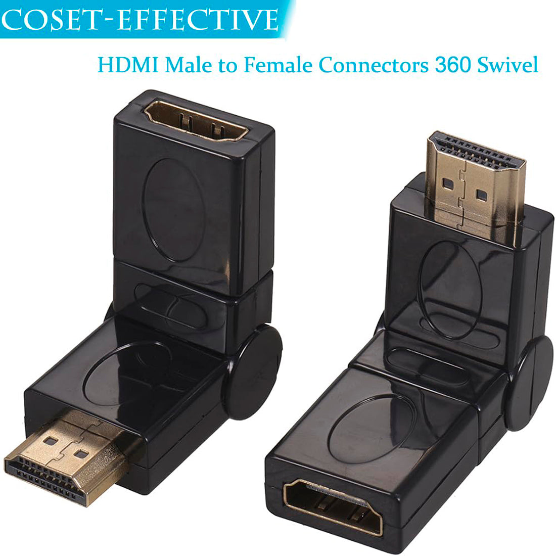 Swivel HDMI Adapter 360 Degree Rotating Right Angle HDMI 2.0 Male to Female 90 Degree Adjustable 4K 60Hz 3D Connector for Wall Mount TV PC PS5 Monitor