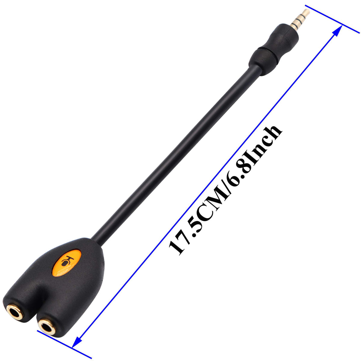 3.5mm TRRS Headphone Splitter Cable 4 Pole 1/8 Inch Male to 2 Female Aux Cord Dual Headset Mic Audio Y Adapter for Gaming Phone PC Laptop Controller