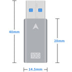 USB A Male to USB C Female Adapter USB 3.1 Gen 2 10Gbps Data Converter 5V 3A Charging USB C Headphone for Laptop PC Phone