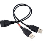 USB 2.0 A Female to Dual USB A Male Y Splitter Power Extra Charging Cord Data Sync Hub Cable for PC Computer Laptop External Hard Drive Keyboard