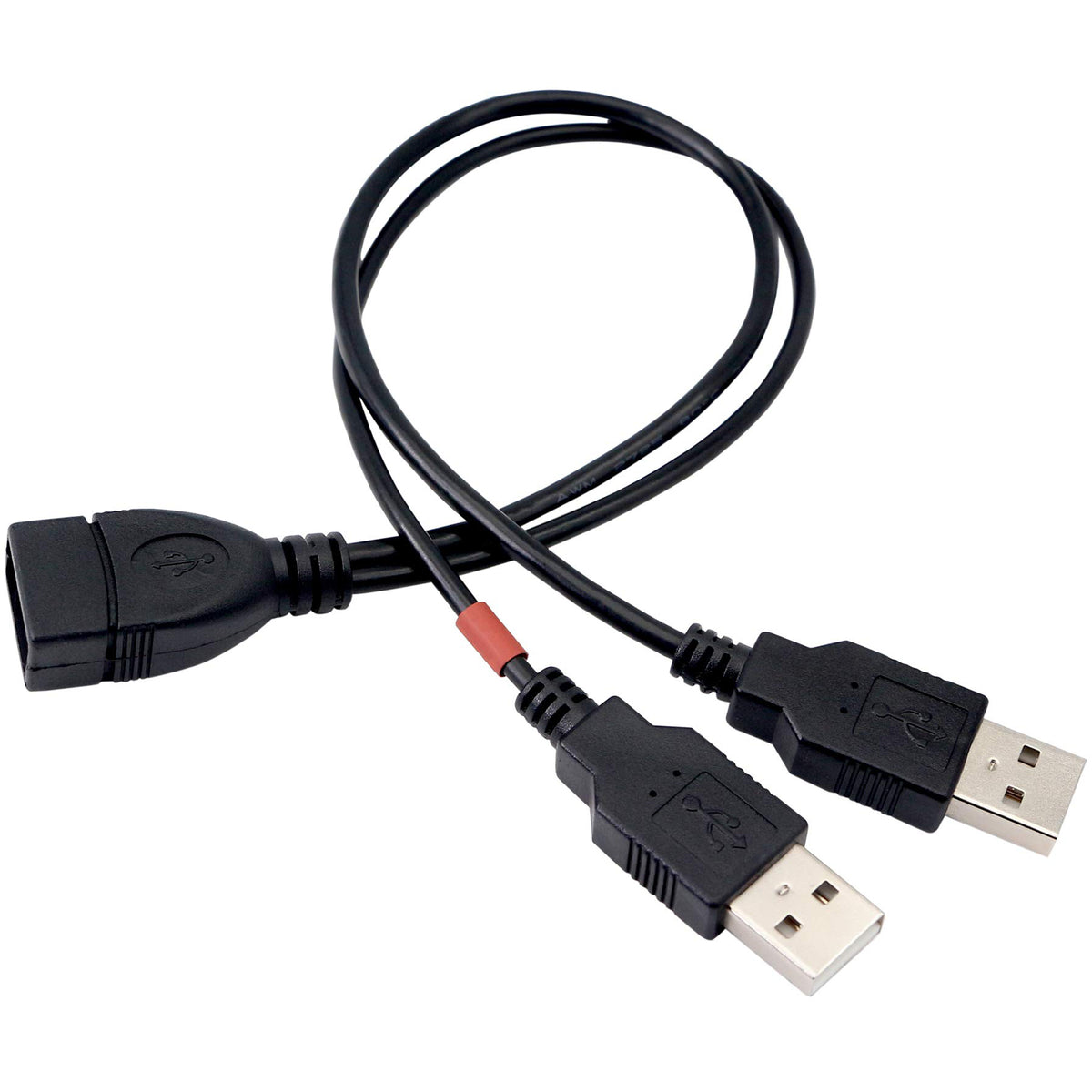 USB 2.0 A Female to Dual USB A Male Y Splitter Power Extra Charging Cord Data Sync Hub Cable for PC Computer Laptop External Hard Drive Keyboard