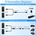 USB 2.0 Printer Sharing Switch Cable 2m 2 Computers Share 1 USB Device Female to Dual Male Manual Selector Cord for Printer Scanner Hard Drive PC