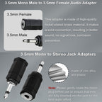 3.5mm Mono Male to Stereo Female Adapter 2 Pole TS to 3 Pole TRS 1 8 Inch Audio Converter for Headphones Scanner Ham Radio Radio Speaker