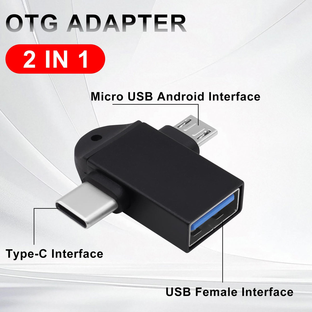 2 in 1 USB OTG Adapter Type C and Micro USB Male to USB 3.0 Female Converter for Android Phone Tablet Laptop Flash Drive Mouse Keyboard Controller