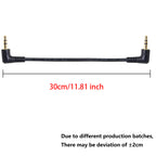 3.5mm Audio Cable Male to Male Dual 90 Degree Right Angle Aux Stereo Cord Gold Plated 3 Pole TRS 30cm 1ft Short Elbow Car Smartphone Tablet Speaker