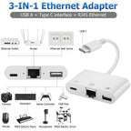 USB C to RJ45 Ethernet Adapter 100Mbps Wired LAN Network Adapter with USB A Port Type C Charging Port Plug and Play for Type C Smartphone iPhone