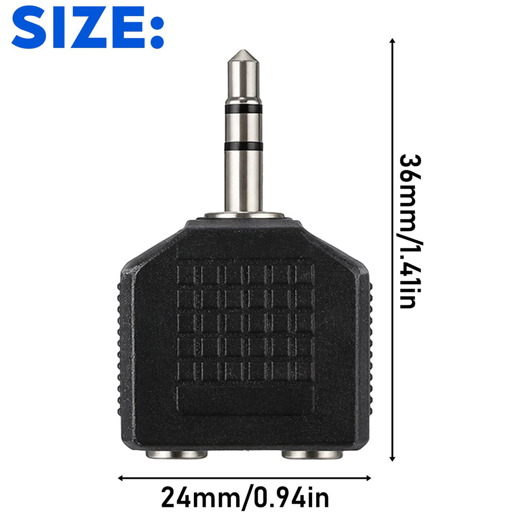 3.5mm Stereo Headphone Splitter 1 Male to 2 Female Audio Jack Y Adapter Dual Headphone Sharing for Phone Tablet Laptop MP3 CD Player
