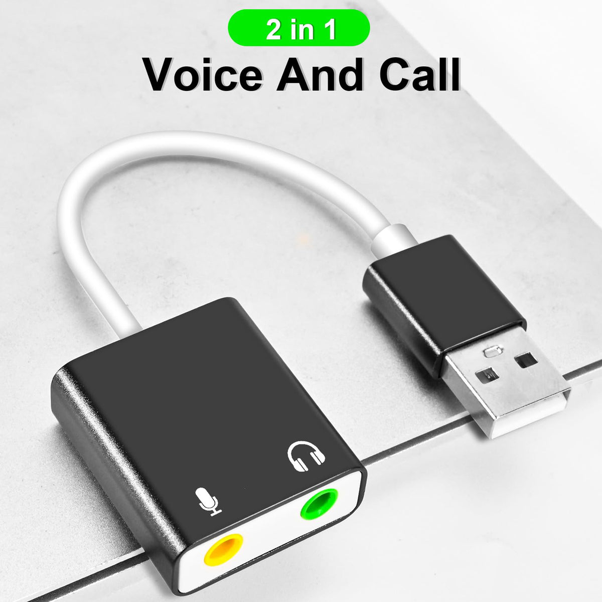 USB to 3.5mm Audio Adapter External Sound Card Aluminum Stereo Headphone Jack Microphone Splitter Converter for PC Laptop Desktop PS4 PS5 Mac Windows